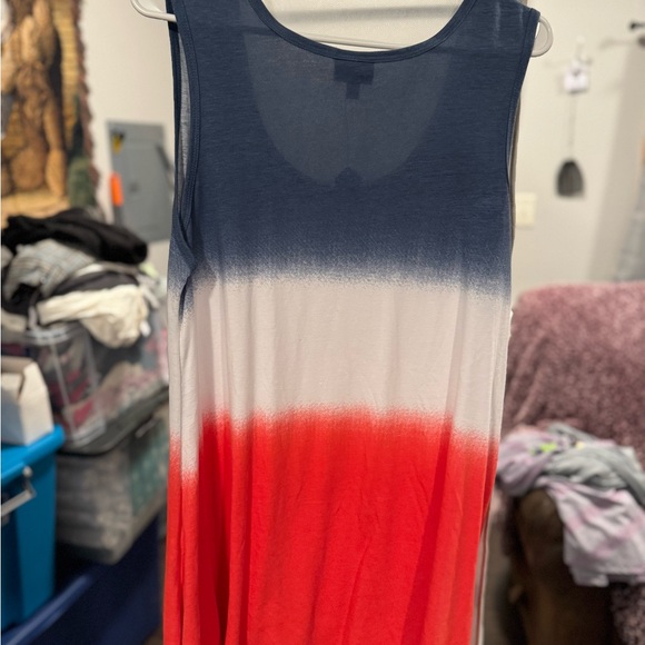 LuLaRoe Navy, White & Red Ombre Scoop Neck Tank - Picture 3 of 3